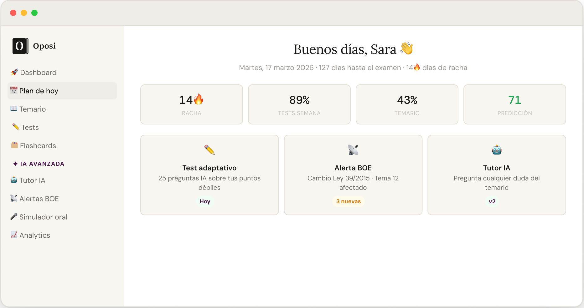 Vista previa de la app Oposi